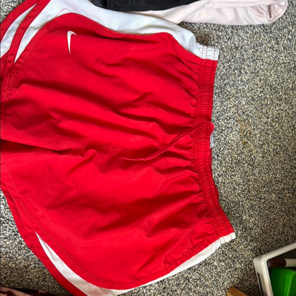 Nike Red and White Athletic Shorts Lightweight Design